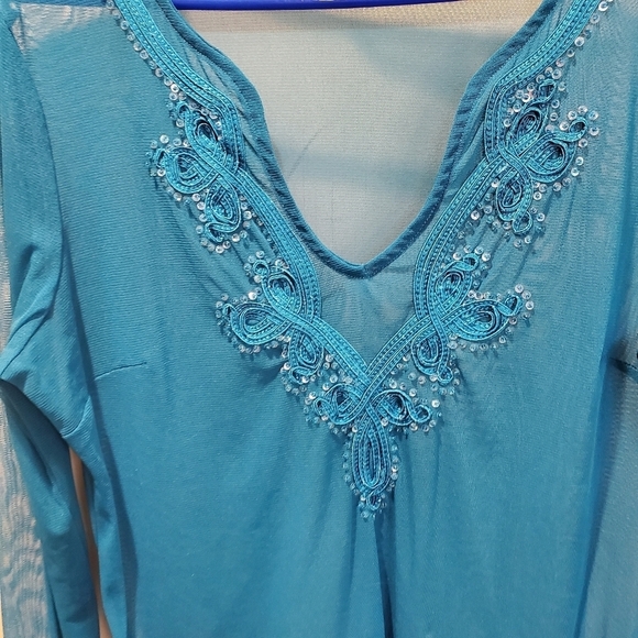 New York & Company 100% Nylon transparent blouse size M - Picture 3 of 10